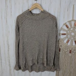 Free People Cowl Neck Distressed Sweater